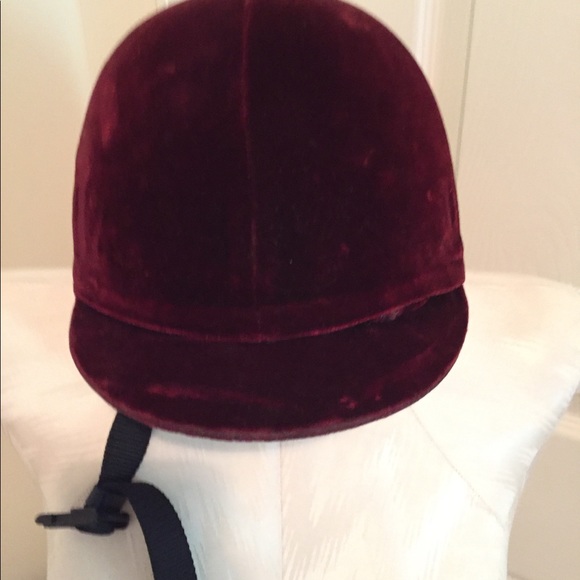 Vintage Essex Deluxe riding cap burgundy velvet 58 - Picture 2 of 11